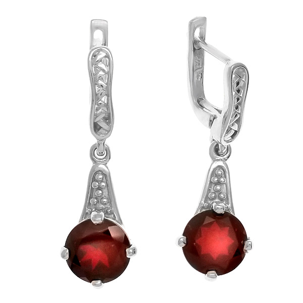 

Серьги подвески из серебра Balex Jewellery 2405935223, гранат, 2405935223