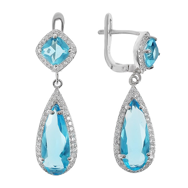 

Серьги женские из серебра Balex Jewellery 2405935996, аквамарин/фианит
