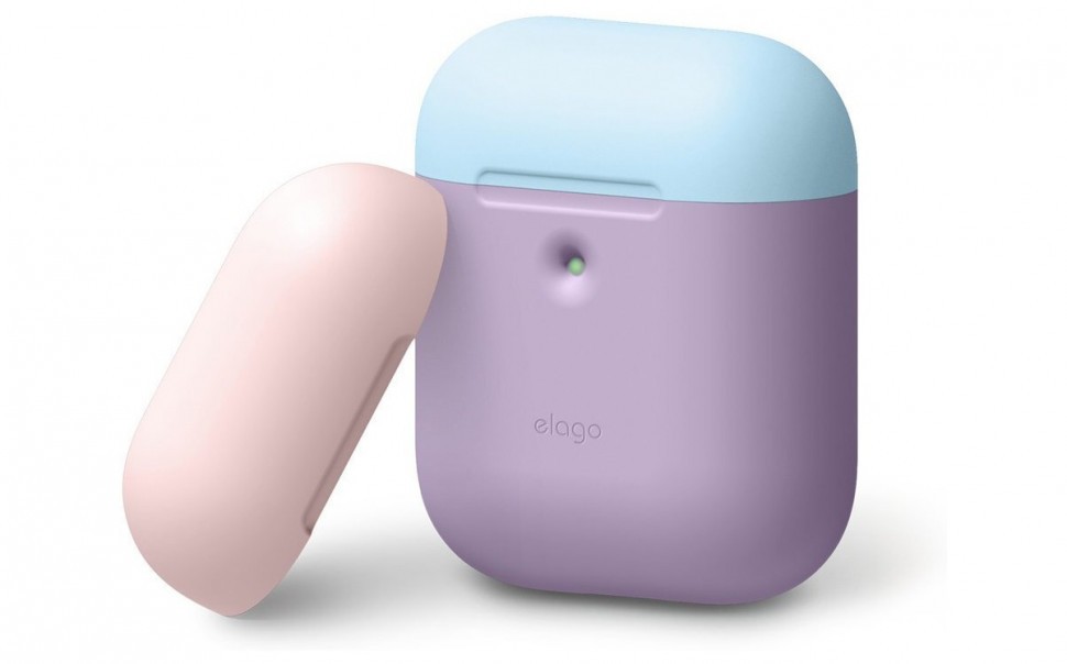 Чехол Elago для AirPods wireless DUO Lavender с крышками Pink и Pastel Blue