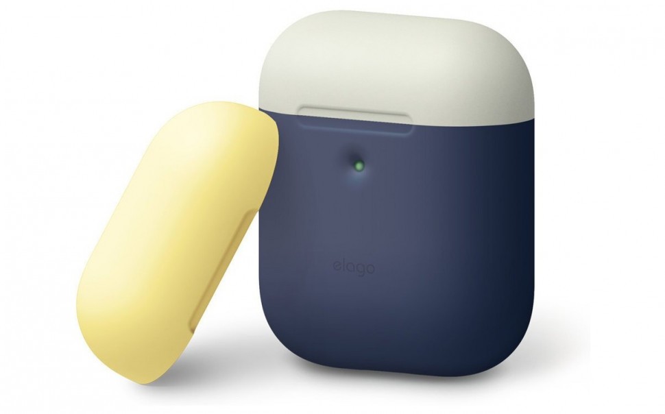 

Чехол Elago для AirPods wireless DUO Blue с крышками White и Yellow, Синий, A2 Duo Case