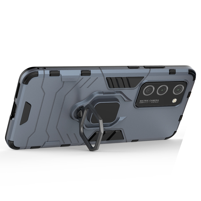 фото Противоударный чехол с кольцом panther case для huawei p40 pro (синий) black panther