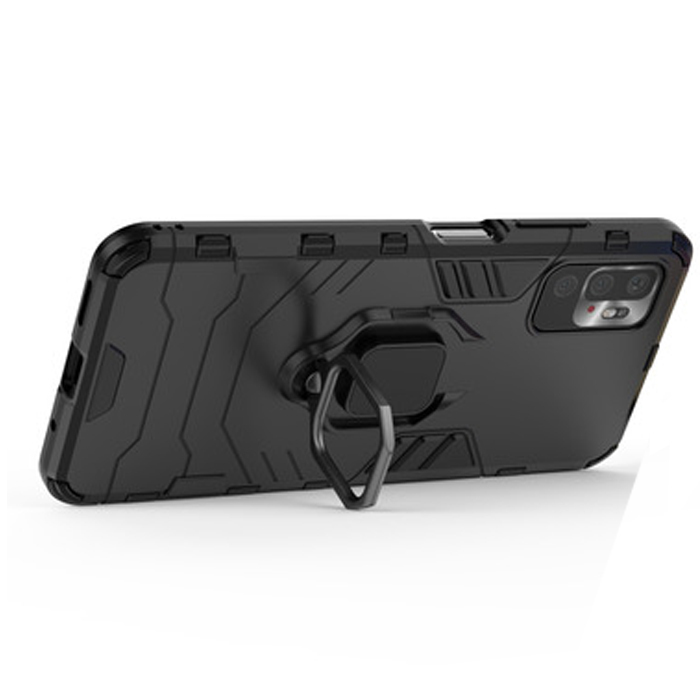 фото Противоударный чехол с кольцом panther case для xiaomi poco m3 pro/redmi note 105g черный black panther