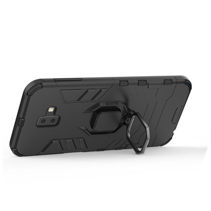 фото Противоударный чехол с кольцом panther case для samsung galaxy j6+ (черный) black panther