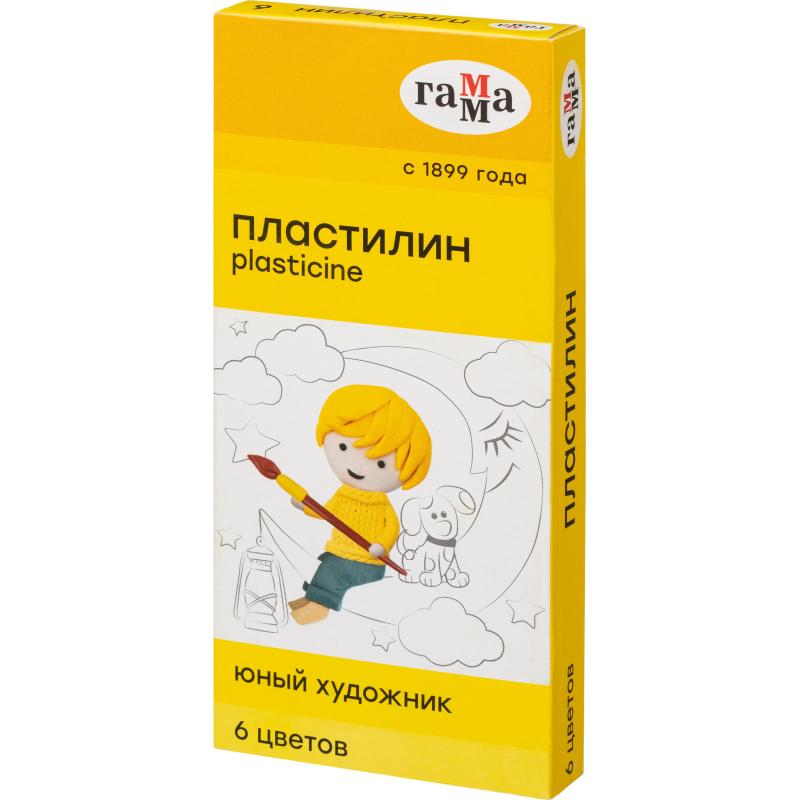 Пластилин Гамма Юный художник 6цв 84гр со стеком,к/к, (4шт.)