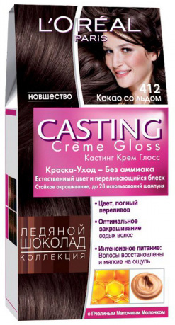 Краска для волос LOreal Paris Casting Creme Gloss Какао со льдом тон 412