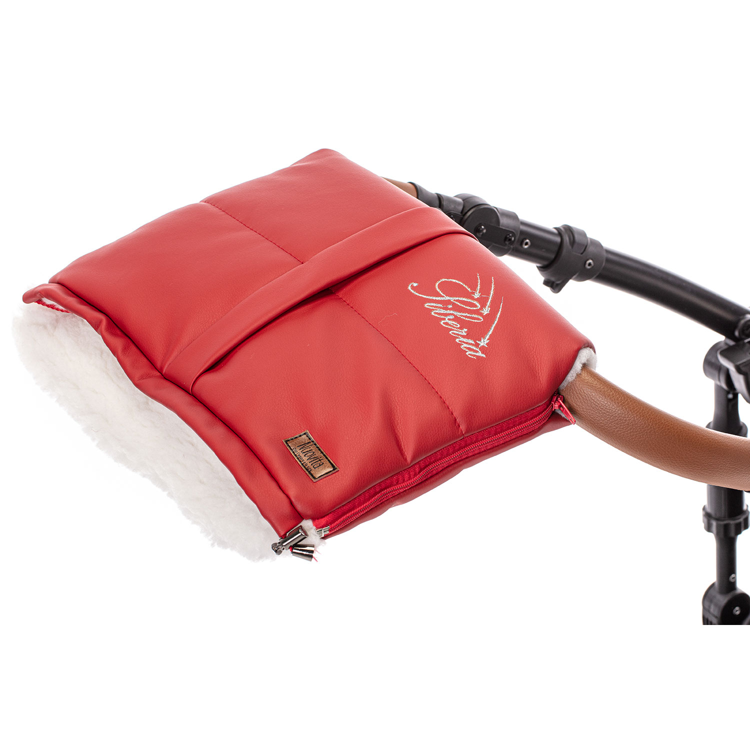 Муфта меховая для коляски Nuovita Siberia Lux Bianco, цвет красный топотушки муфта для прогулки на ручку коляски
