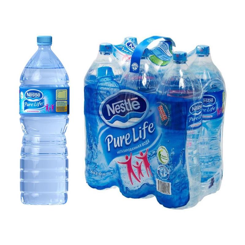 Вода питьевая Nestle Pure Life негазированная 2 л 6 штук в упаковке