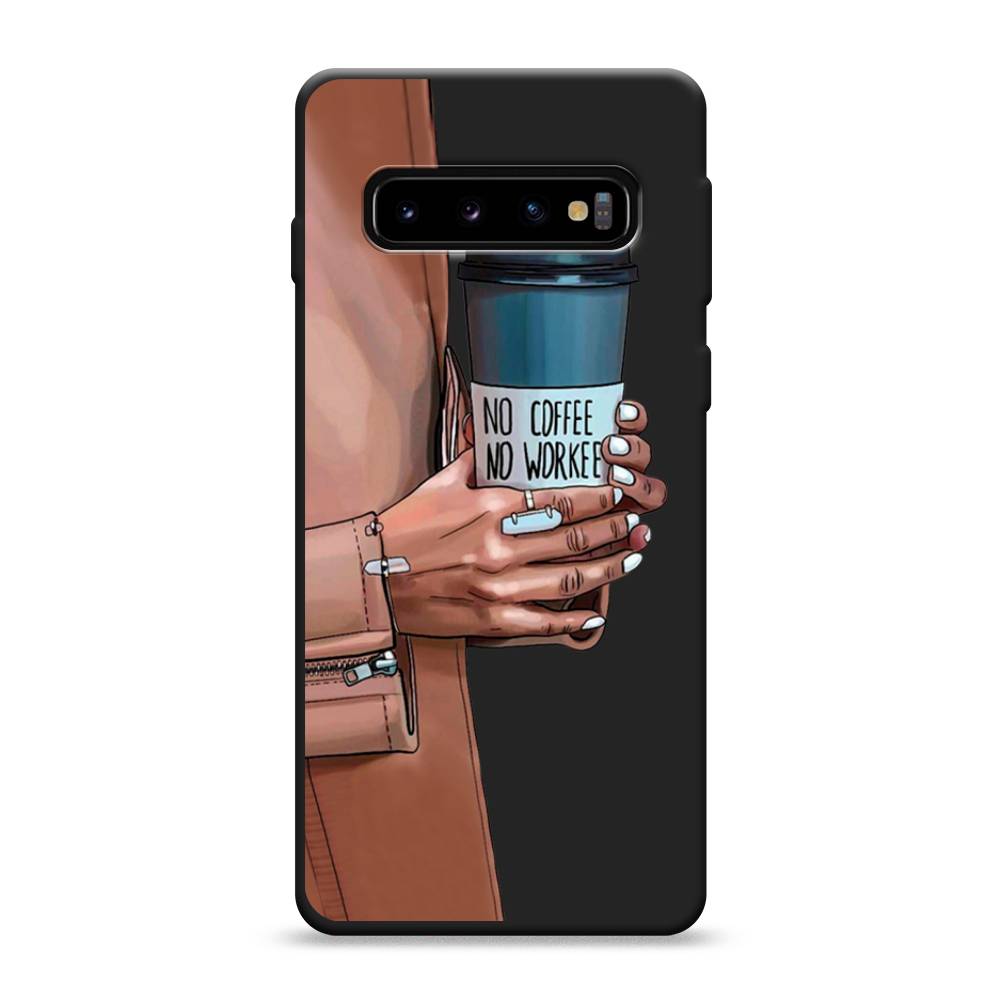 фото Матовый силиконовый чехол "no coffee" на samsung galaxy s10 awog