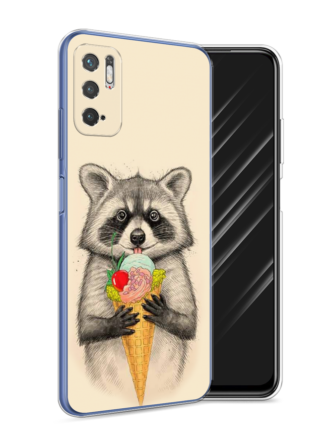 

Чехол Awog на Xiaomi Redmi Note 10 5G "Енот с мороженым", Разноцветный, 310750-10