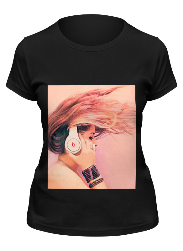 

Футболка женская Printio Девушка в наушниках черная L, Черный, Девушка в наушниках
