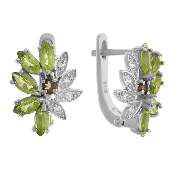 

Серьги женские из серебра Balex Jewellery 2405936570, хризолит/раухтопаз