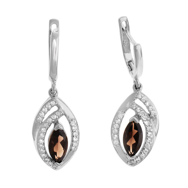 

Серьги подвески из серебра Balex Jewellery 2405936585, раухтопаз/фианит, 2405936585