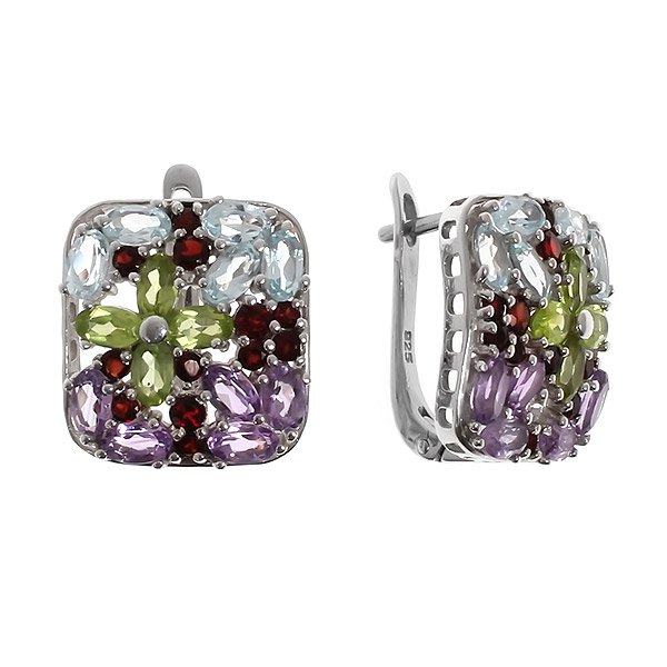 

Серьги женские из серебра Balex Jewellery 2405936645, топаз/гранат