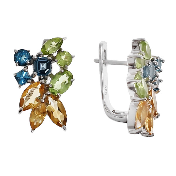 

Серьги из серебра Balex Jewellery 2405936684, топаз/хризолит/цитрин, 2405936684