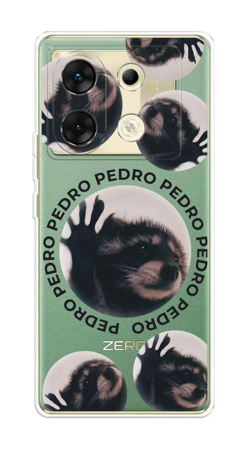 

Чехол на Infinix Zero 30 5G "Pedro енот", Черный;бежевый;прозрачный, 3104950-1