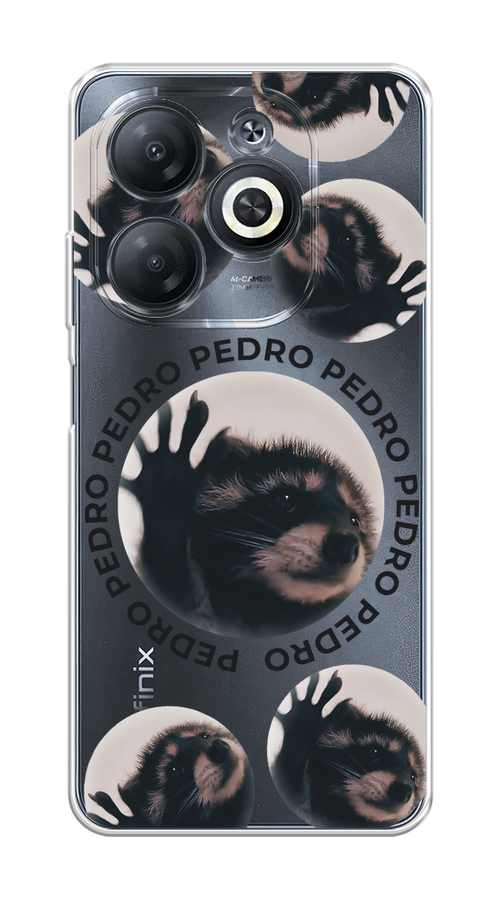 

Чехол на Infinix Smart 8 "Pedro енот", Черный;бежевый;прозрачный, 3105150-1