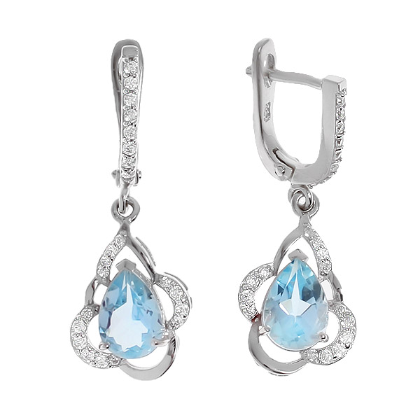 

Серьги подвески из серебра Balex Jewellery 2405936706, топаз/фианит, 2405936706