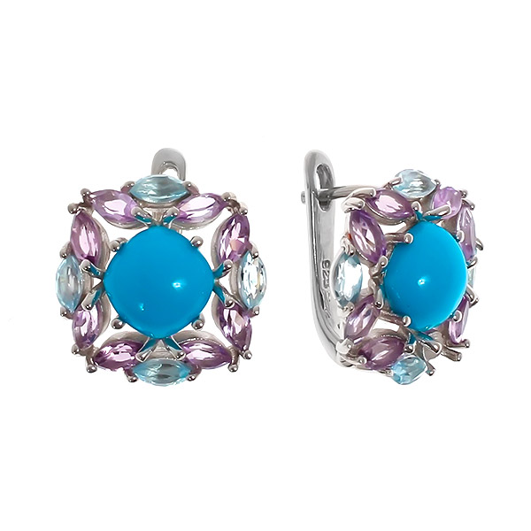 

Серьги женские из серебра Balex Jewellery 2405936753, бирюза/аметист