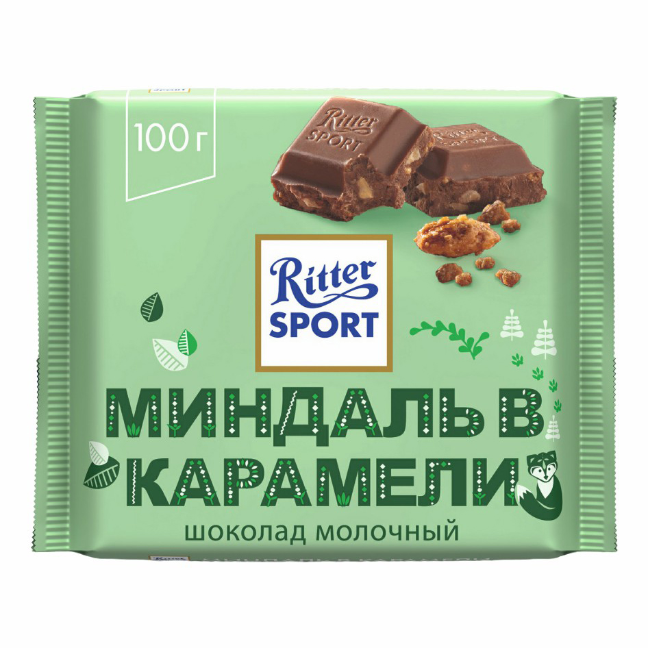 Шоколад Ritter Sport молочный миндаль в карамели 100 г