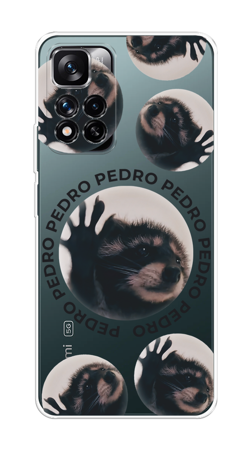 

Чехол на Xiaomi Redmi Note 11 Pro Plus 5G "Pedro енот", Черный;бежевый;прозрачный, 312150-1