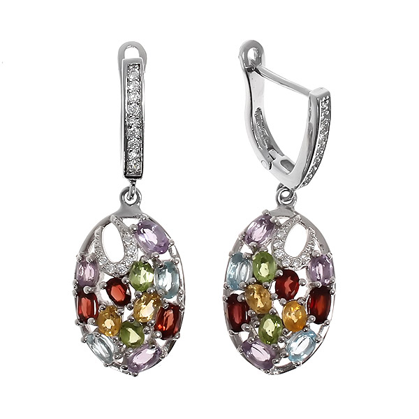

Серьги подвески из серебра Balex Jewellery 2405936828, гранат, 2405936828
