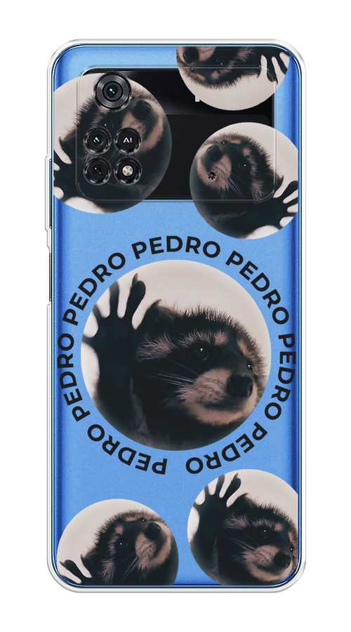 

Чехол на Xiaomi Poco M4 Pro 4G "Pedro енот", Черный;бежевый;прозрачный, 313050-1