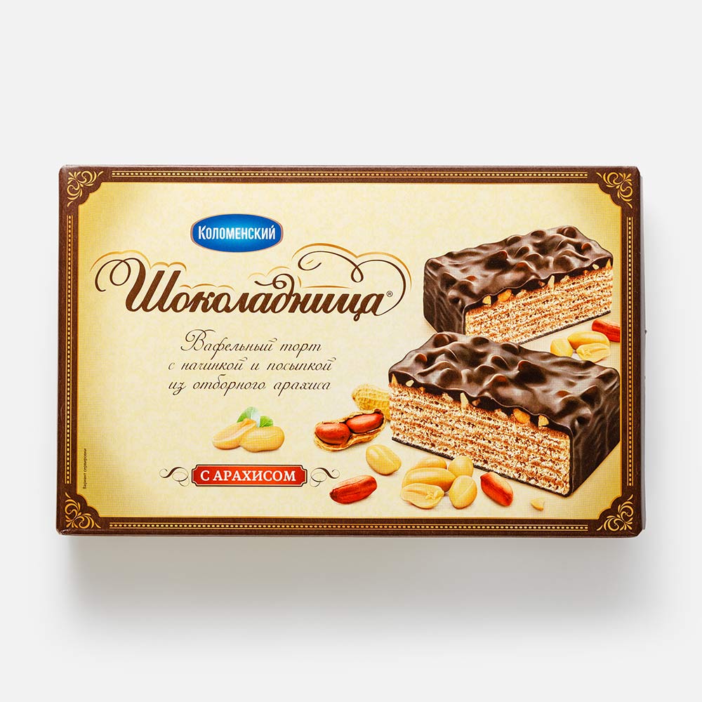Торт Коломенский Шоколадница вафельный, с арахисом, 400 г