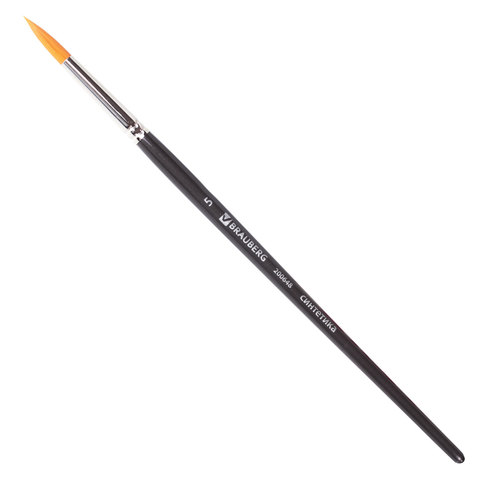 

Кисть художественная Brauberg Art Classic, синтетика жесткая, круглая, № 5, 200648, 5 шт, Черный