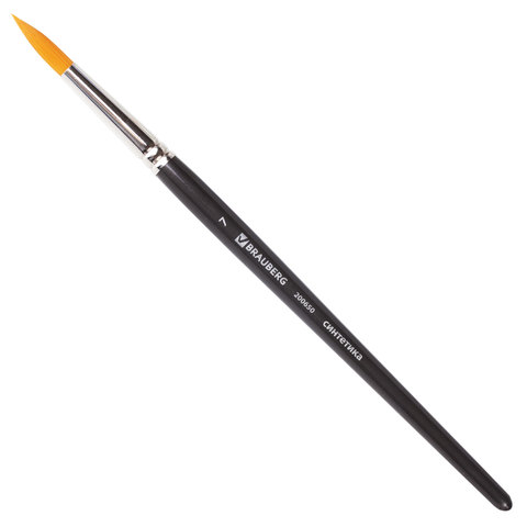 

Кисть художественная Brauberg Art Classic, синтетика жесткая, круглая, № 7, 200650, 5 шт, Черный