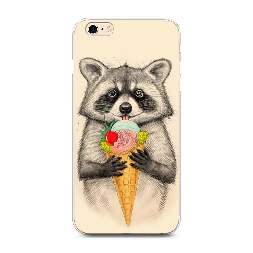 

Чехол Awog на Apple iPhone 6 Plus/6S Plus / Айфон 6 Plus/6S Plus "Енот с мороженым", Разноцветный, 10550-10
