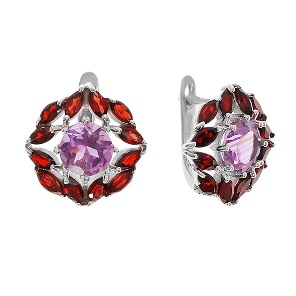 

Серьги из серебра Balex Jewellery 2405937053, аметист/гранат, 2405937053