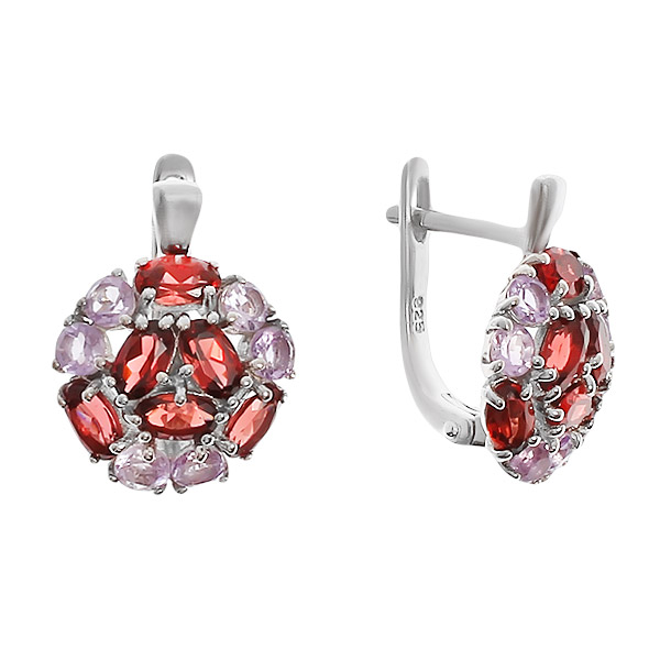 

Серьги женские из серебра Balex Jewellery 2405937059, аметист/гранат