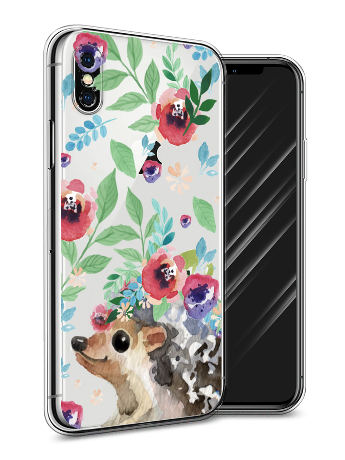 

Чехол Awog на Apple iPhone XS Max (10S Max) Ежик в цветах акварель", Разноцветный, 11950-2