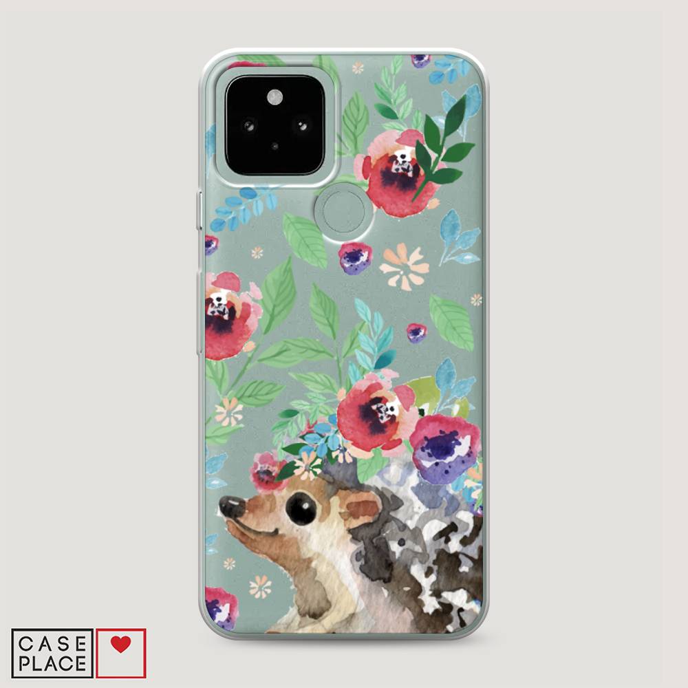 фото Силиконовый чехол "ежик в цветах акварель" на google pixel 5 awog