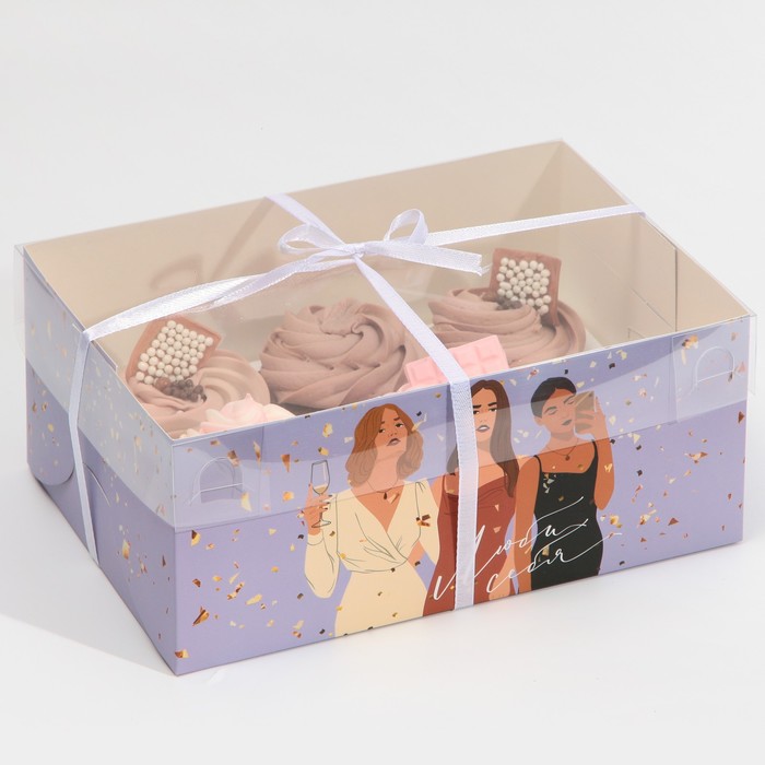 

Коробка для капкейка Дарите Счастье Люби себя 23 х 16 х 10 см5 шт., Фиолетовый