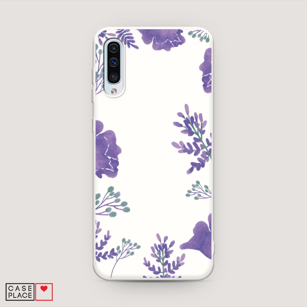 

Матовый силиконовый чехол "Сиреневая цветочная рамка" на Samsung Galaxy A30s