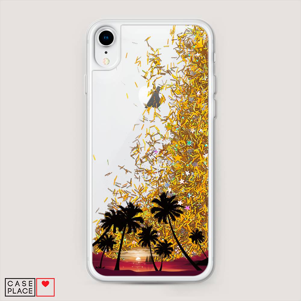 

Жидкий чехол с блестками "Закат и пальмы" на Apple iPhone XR (10R), 12090-1