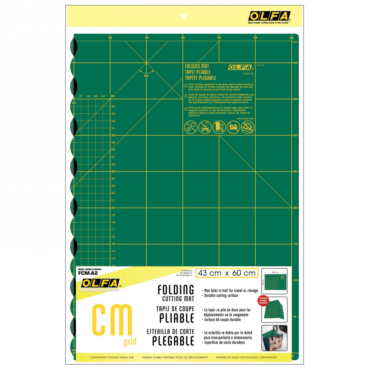 Коврик OLFA FCM-A2 для резки ткани 60x45 см, зеленый, из пластика