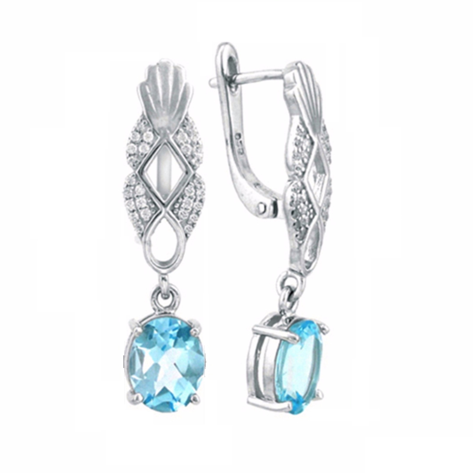 

Серьги подвески из серебра Balex Jewellery 2405937106, топаз/фианит, 2405937106