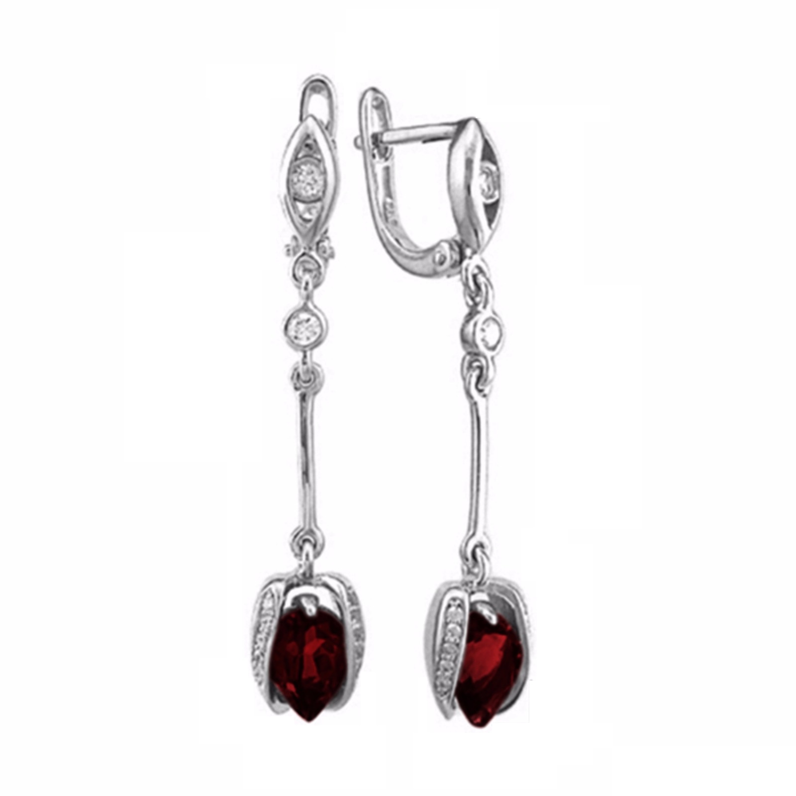 

Серьги из серебра Balex Jewellery 2405937130, гранат/фианит