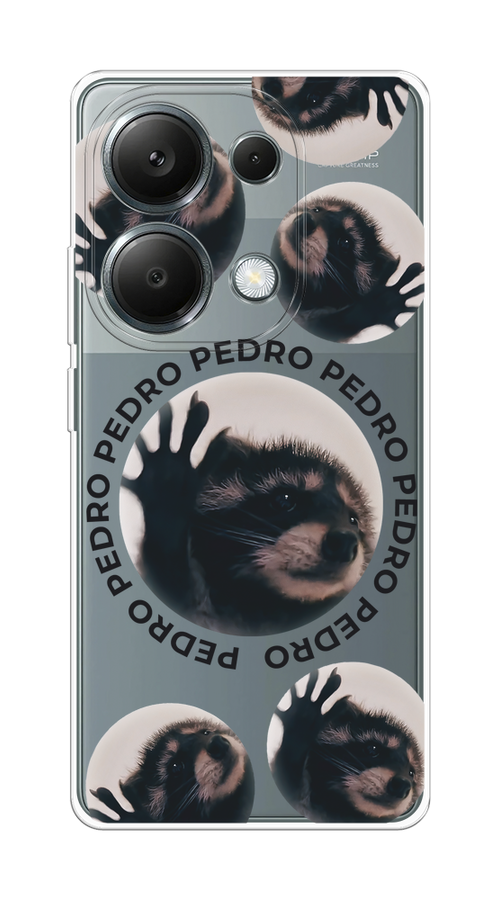 

Чехол на Xiaomi Redmi Note 13 Pro 4G "Pedro енот", Черный;бежевый;прозрачный, 321650-1
