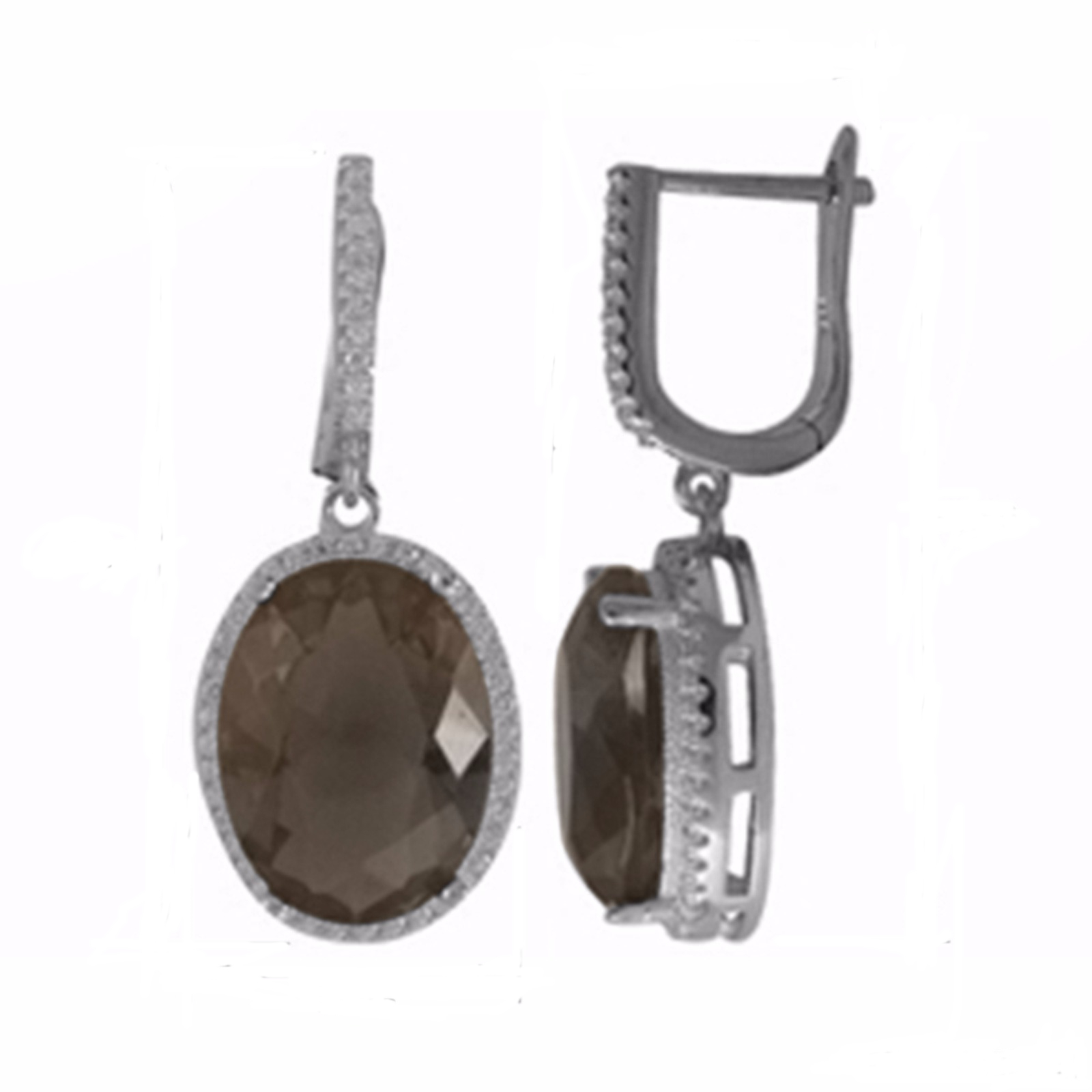 

Серьги подвески из серебра Balex Jewellery 2405937143, раухтопаз/фианит, 2405937143