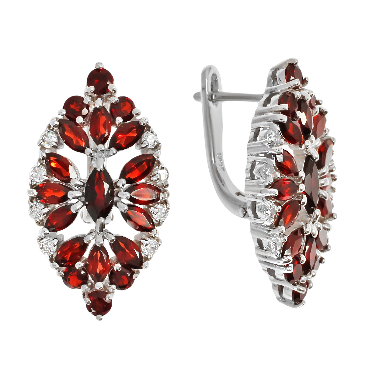 

Серьги женские из серебра Balex Jewellery 2405937155, гранат/фианит