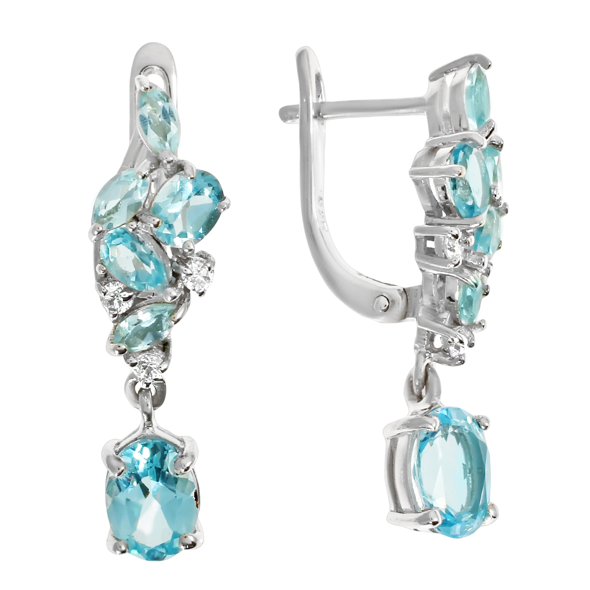 

Серьги женские из серебра Balex Jewellery 2405937189, топаз/фианит, 2405937189