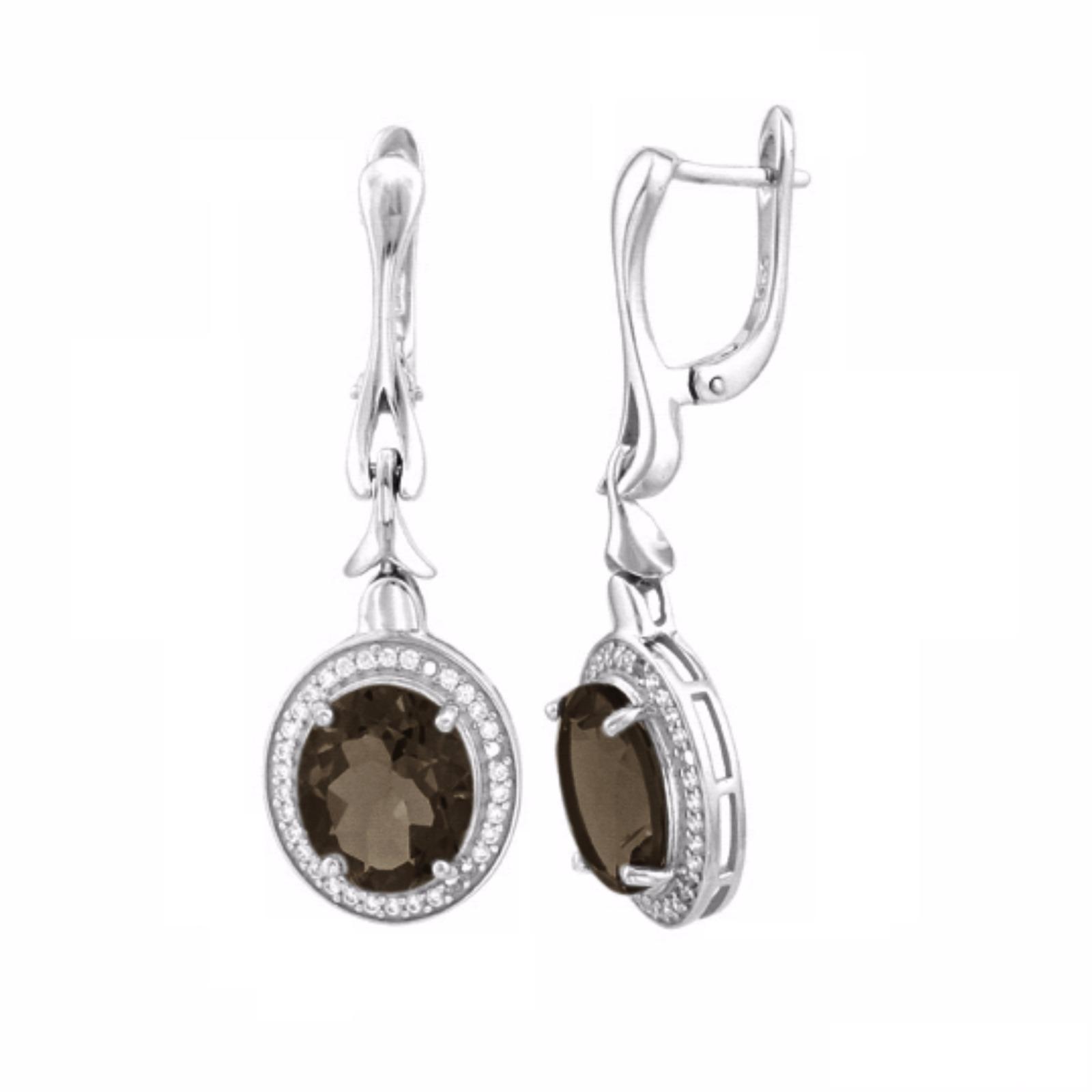 

Серьги подвески из серебра Balex Jewellery 2405937201, раухтопаз/фианит, 2405937201