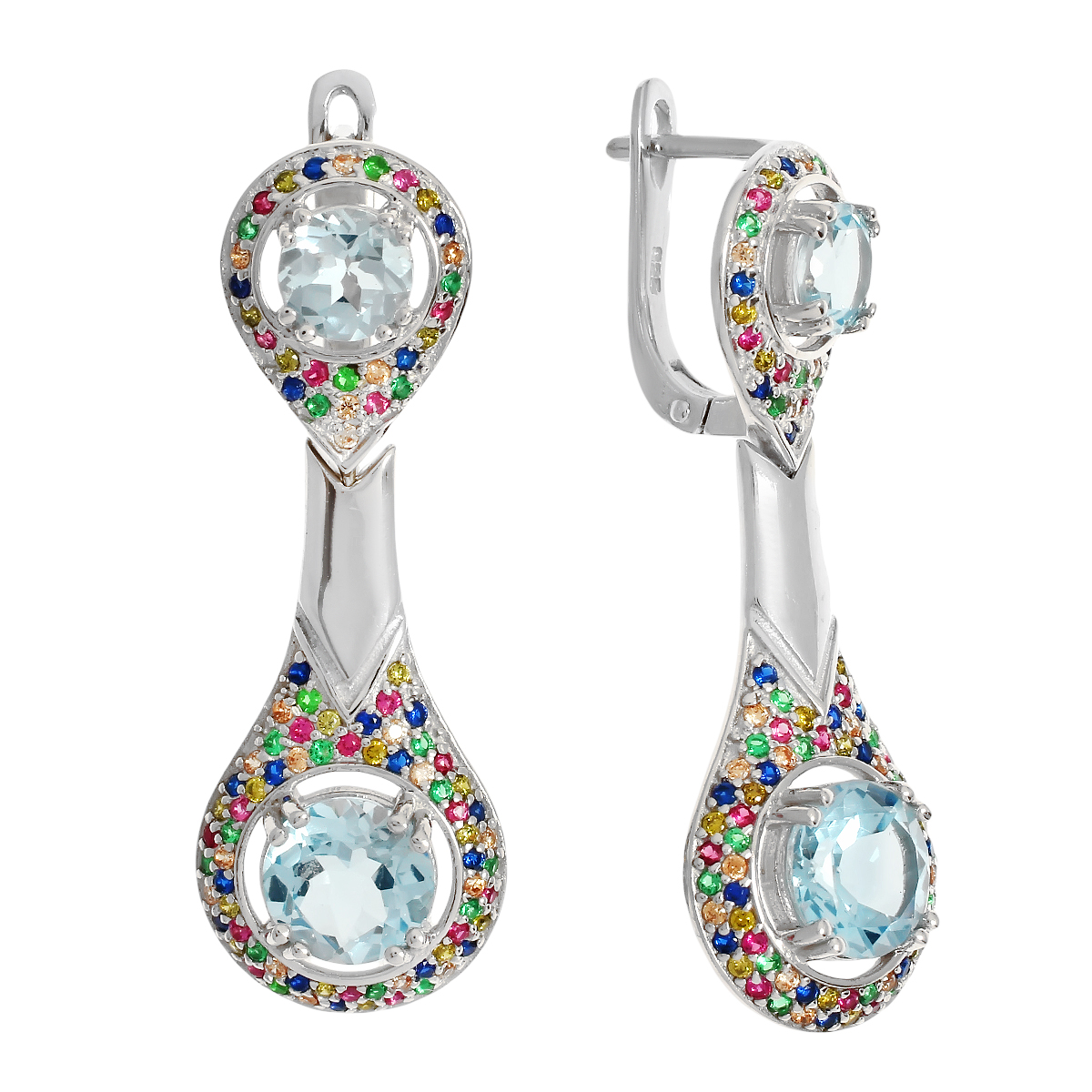 

Серьги подвески из серебра Balex Jewellery 2405937219, топаз/фианит, 2405937219