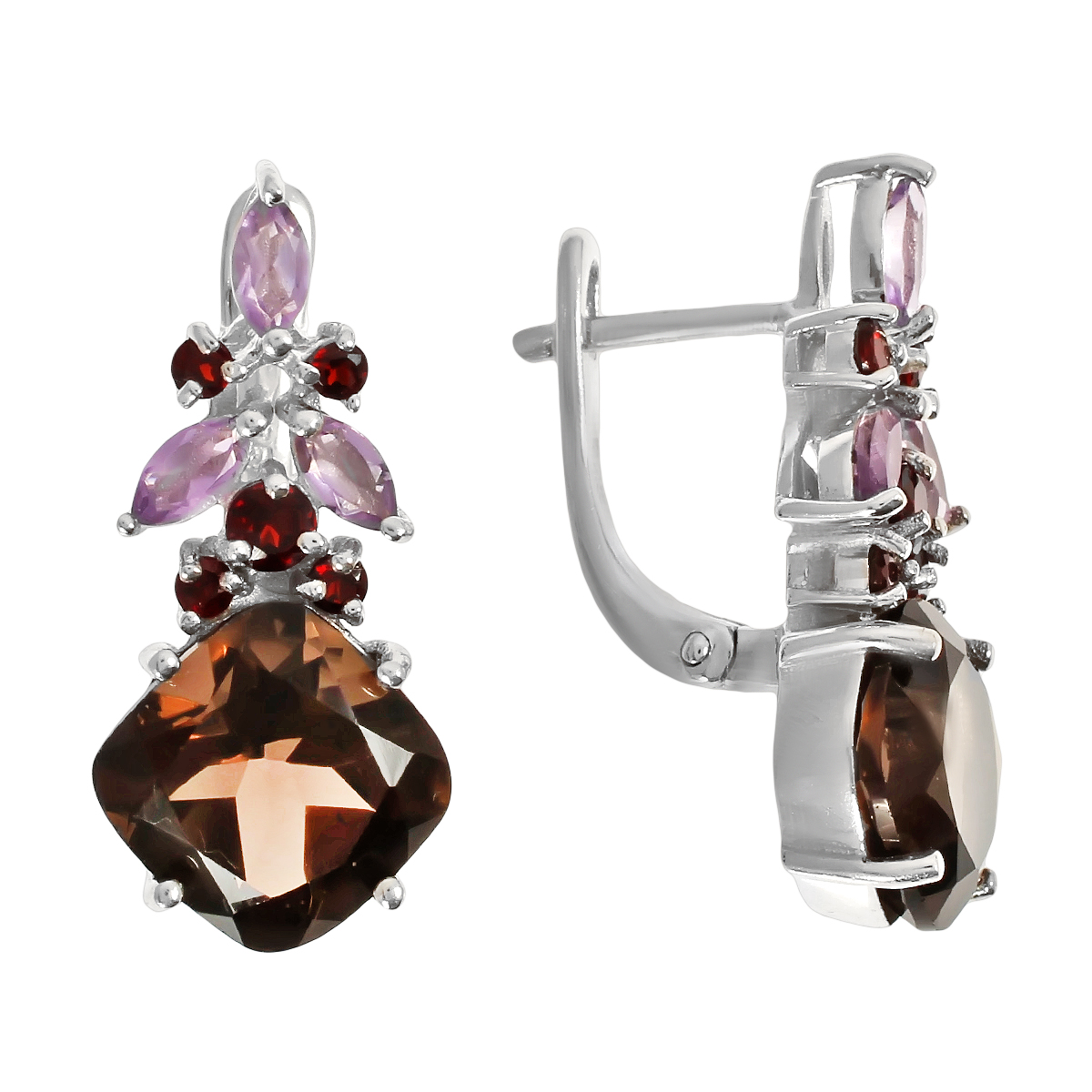 

Серьги женские из серебра Balex Jewellery 2405937239, аметист/гранат, 2405937239