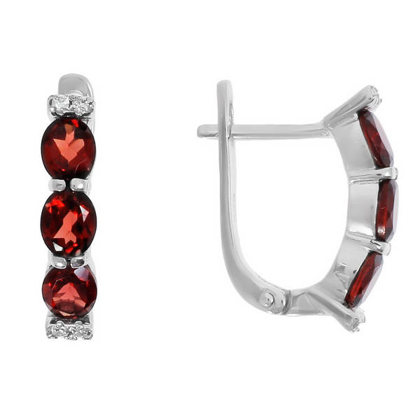

Серьги женские из серебра Balex Jewellery 2405937254, гранат/фианит