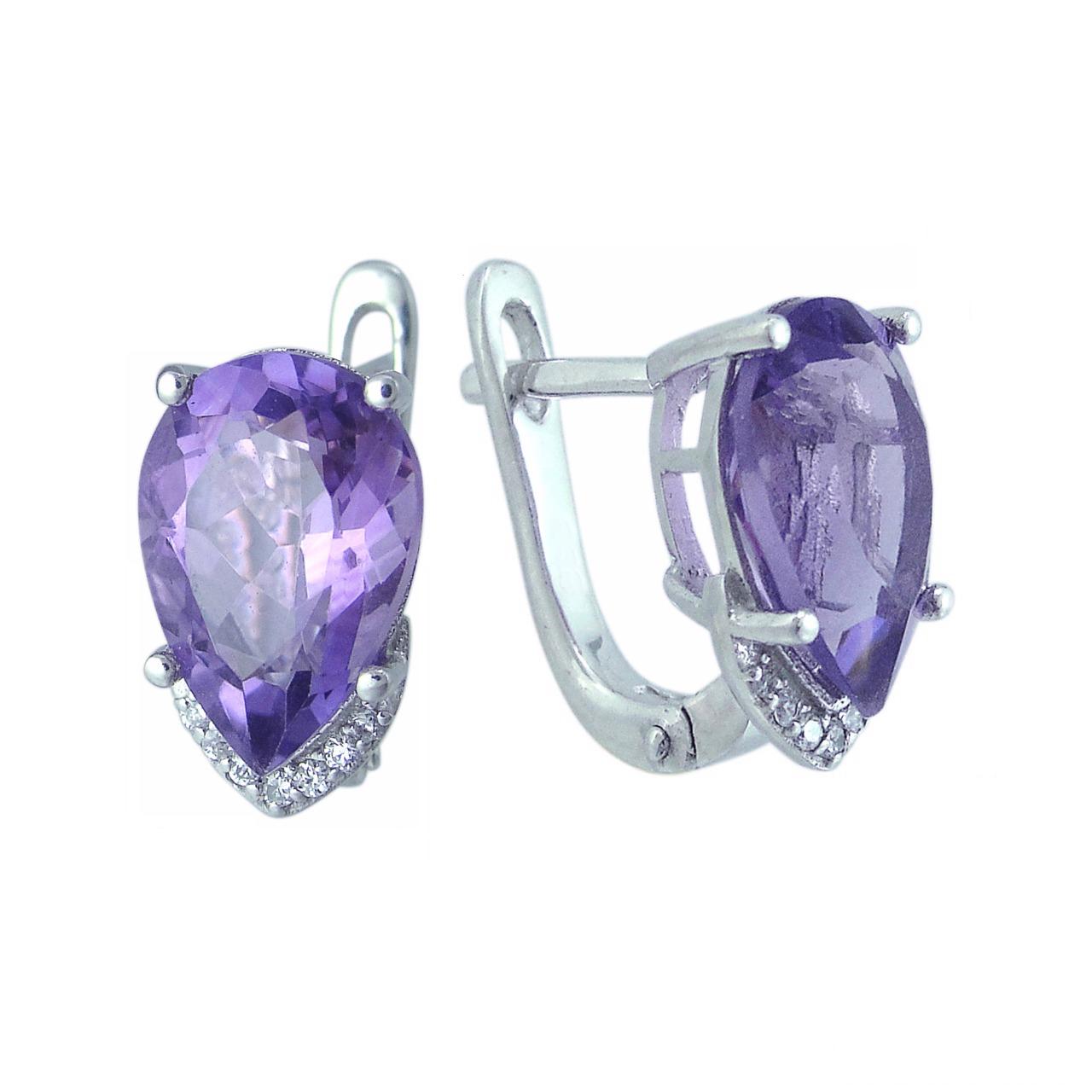 

Серьги женские из серебра Balex Jewellery 2405937261, аметист/фианит