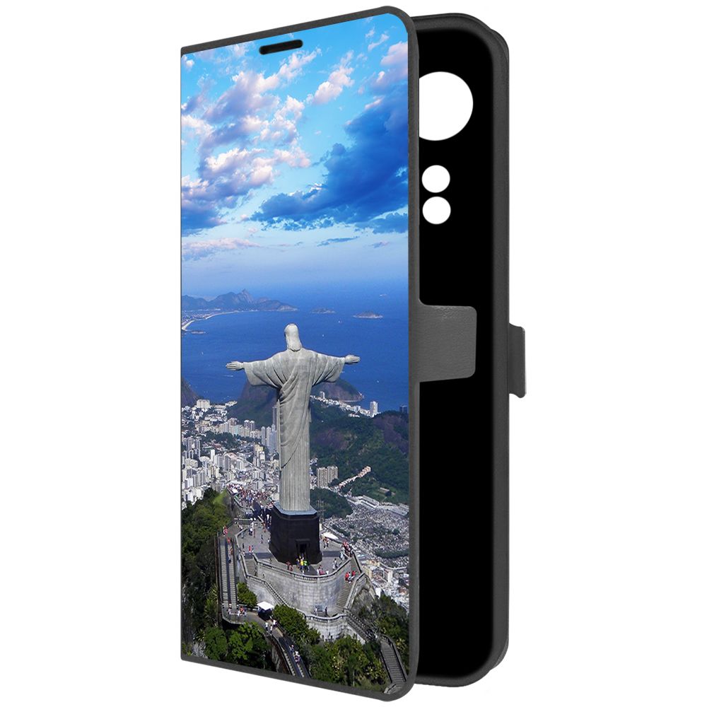 

Чехол-книжка Krutoff Eco Book для Oppo A58 4G Бразилия, Статуя Христа (черный)